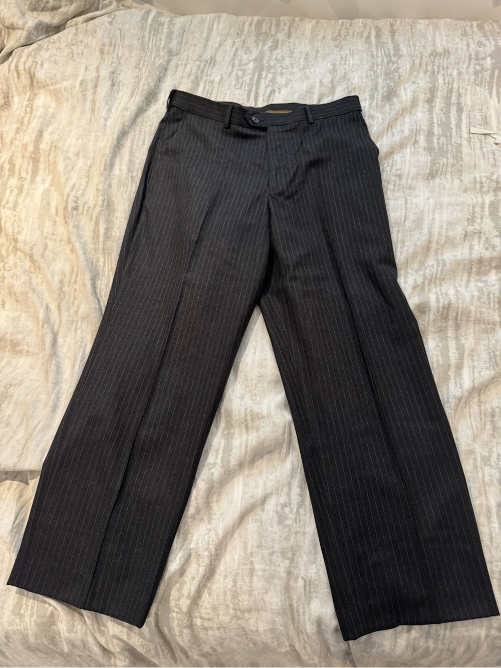 Men’s Black Pinstripe Dress Trousers